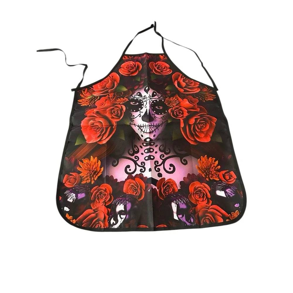 NEW novelty‎ adult ONE SIZE apron full coverage funny DAY OF DEAD SUGAR SKULL